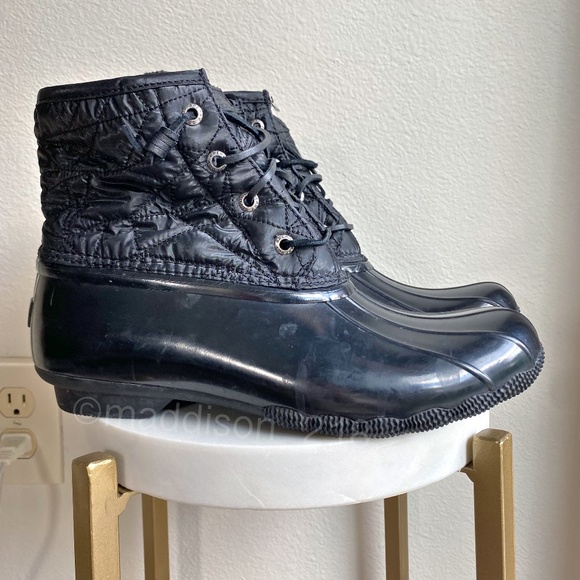 Sperry Saltwater Nylon Quilted Duck Boot Black size 9 women’s Side Zip size 9 - Picture 11 of 11